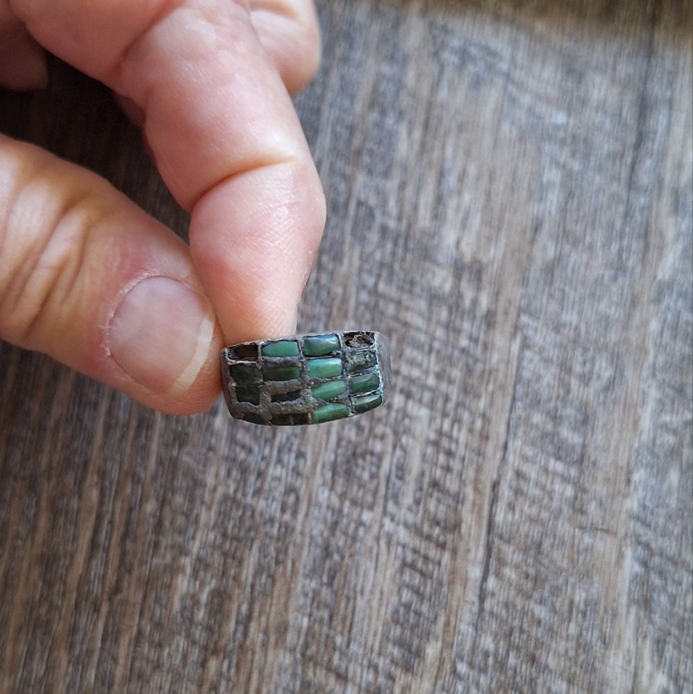 Green Stone Inlay Ring